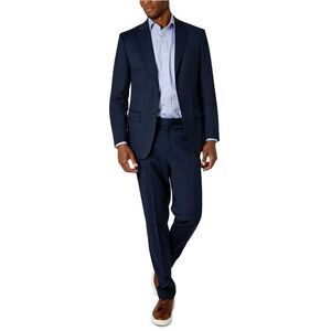 Van Heusen Mens Singlebreasted Silhouette Two Button Formal Suit, Blue, 42, 3...